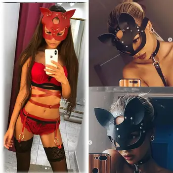 PU Leather Cat Face Mask 