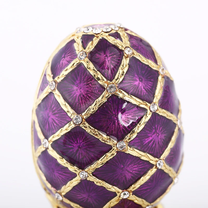 Русские faberge фиолетовые украшения для яиц расписанные коробки на подставке набор с эмалью и кристаллами для украшения дома