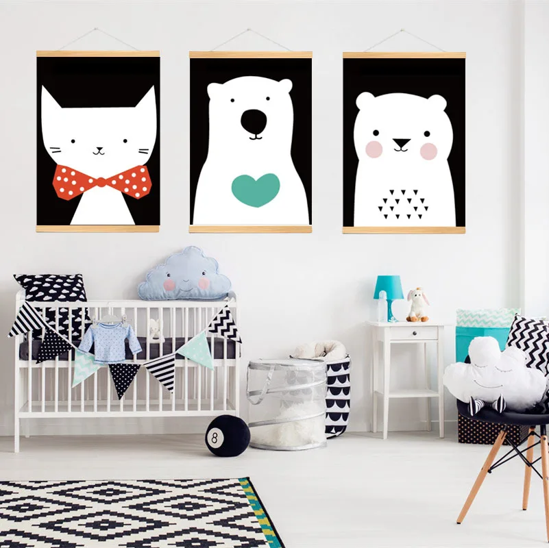 wooden frame Canvas Painting Art Print Poster wall Picture for Children Bedroom Decoration wooden frame Canvas Painting Art Print Poster wall Picture for Children Bedroom Decoration