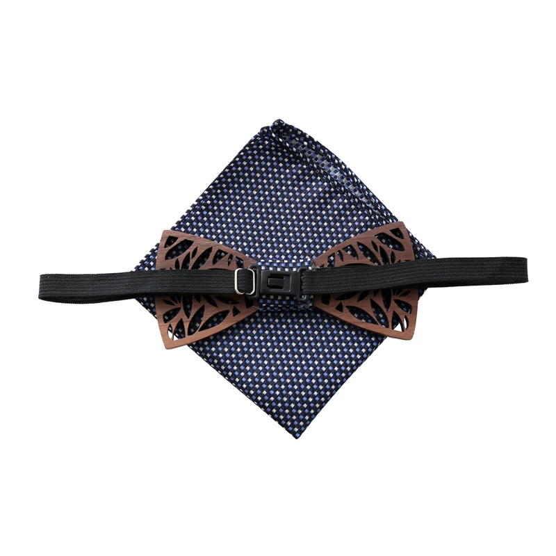 Высокое качество Деревянные галстуки-бабочки пятно полосой плед дизайн носовой платок красивая брошь элегантные запонки наборы с черной подарочной коробкой