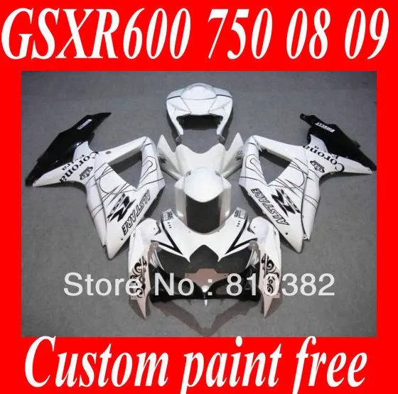 

Injection mold Fairing kit for SUZUKI GSXR600 750 08 09 GSXR600 GSXR750 K8 2008 2009 black white Fairings set +7gifts YZ108