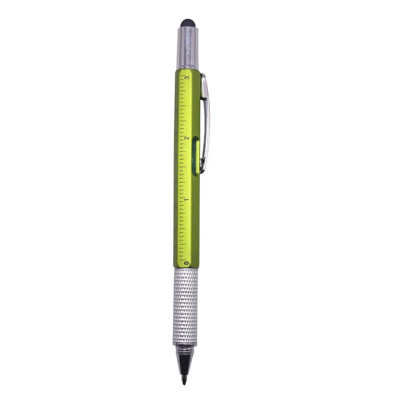 6 шт Многофункциональная Пластиковая шариковая ручка-отвертка Линейка Инструмент синие чернила пуля вращающаяся шариковая ручка офисные школьные принадлежности - Цвет: 6 pcs green