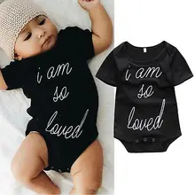 Baby Girl Cotton Bodysuit Infant Black Jumpsuit Baby Boy Letter Clothes Toddler Outfits