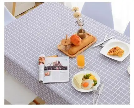 Художественная решетка скатерть для стола льняная скатерть водонепроницаемый стол прямоугольные кофейные мантелы подгузники - Цвет: gray