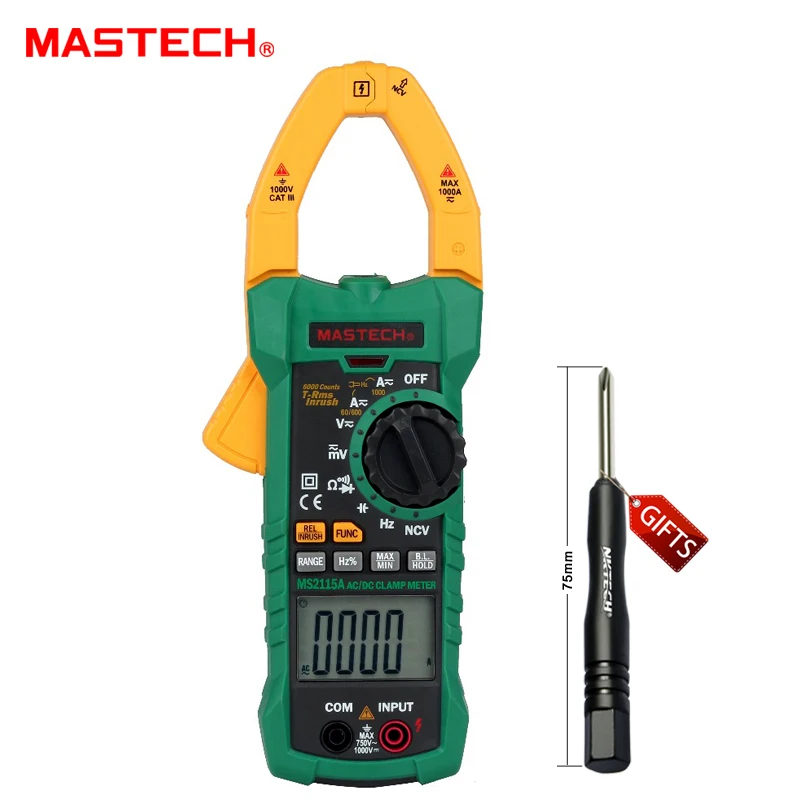 MASTECH-MS2115A-DIGITAL-DC-AC-CLAMP-METERS-Voltage-Current-Resistance-Capacitance-Tester-True-RMS