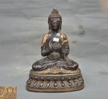 

wedding decoration wedding decoration Tibetan pure purple Bronze Gilt Inlay gem Shakyamuni Shakya Mani Buddha statue