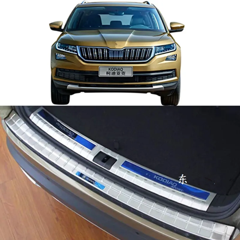 1 2PCS/SET 304 stainless steel Rear bumper Protector Sill FOR SKODA