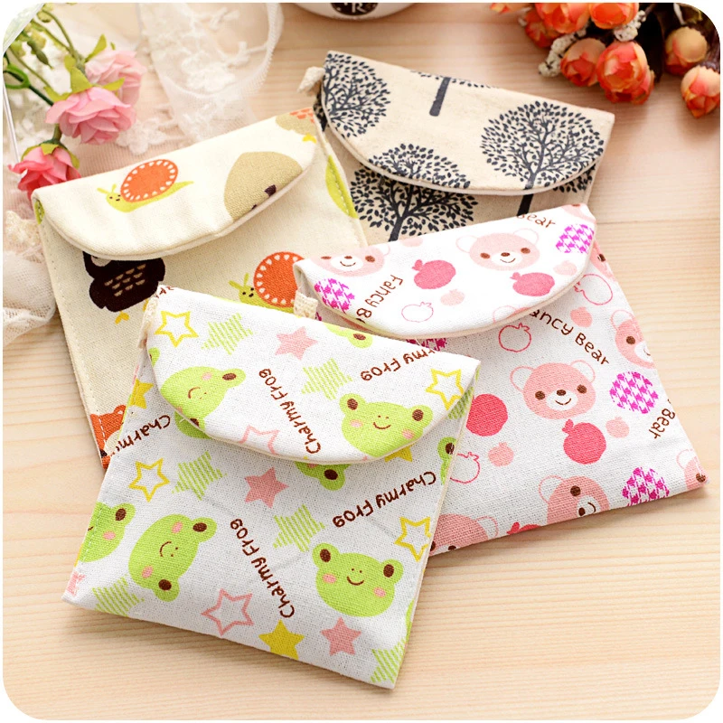 قماش الفوط الصحية حزمة أكياس بطاقة الائتمان الحقيبة حالة الفتيات حفاضات فوط صحية تخزين حقيبة عملة محفظة مجوهرات المنظم