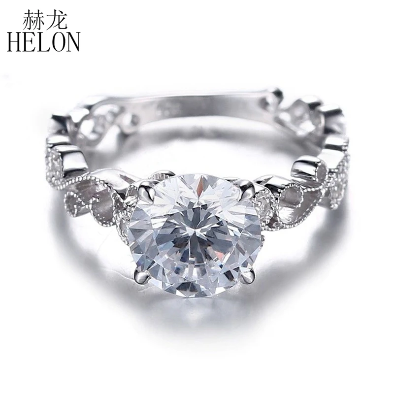 

HELON 1.25CT Test Positive Lab Grown Moissanite Engagement Rings 10K Solid White Gold 0.06CT Diamonds Jewelry For Women Wedding