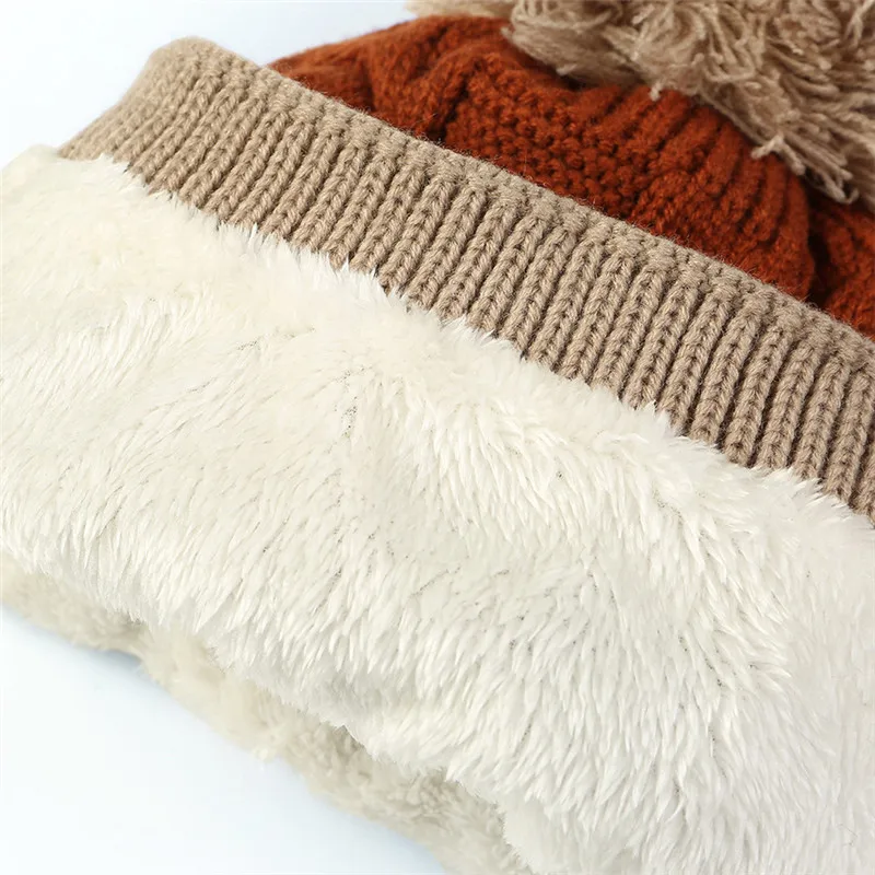 Теплые комплекты из 3 предметов зимние вязаные шерстяные шапки шарф для женщин толстый хлопок Зима аксессуары от ветра Комплект женский