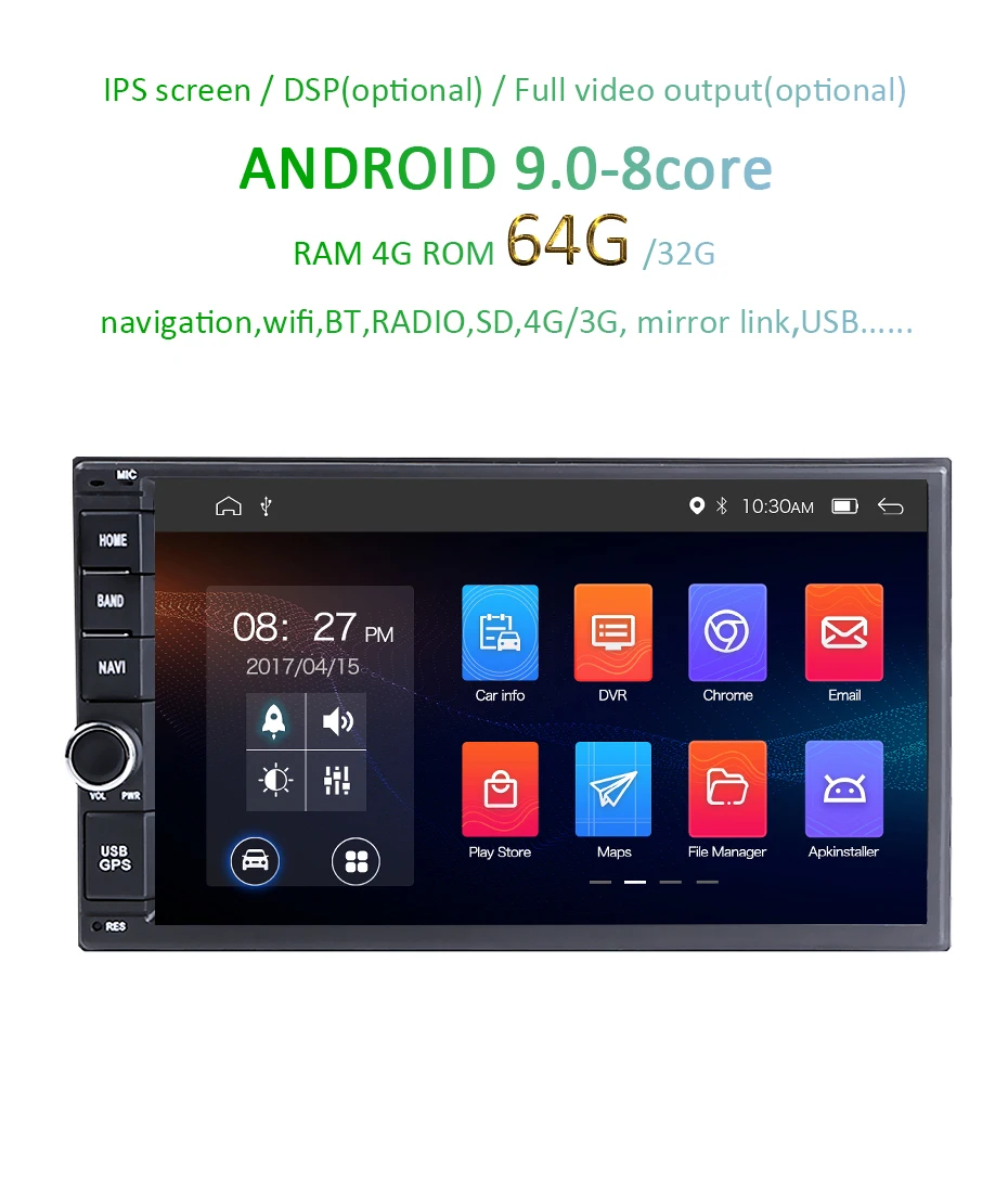 Flash Deal Android 9.0 7" IPS DSP 64G Octa core/Quad Core 2 Din Universal Car GPS Radio navigation player multimedia screen no dvd player 2
