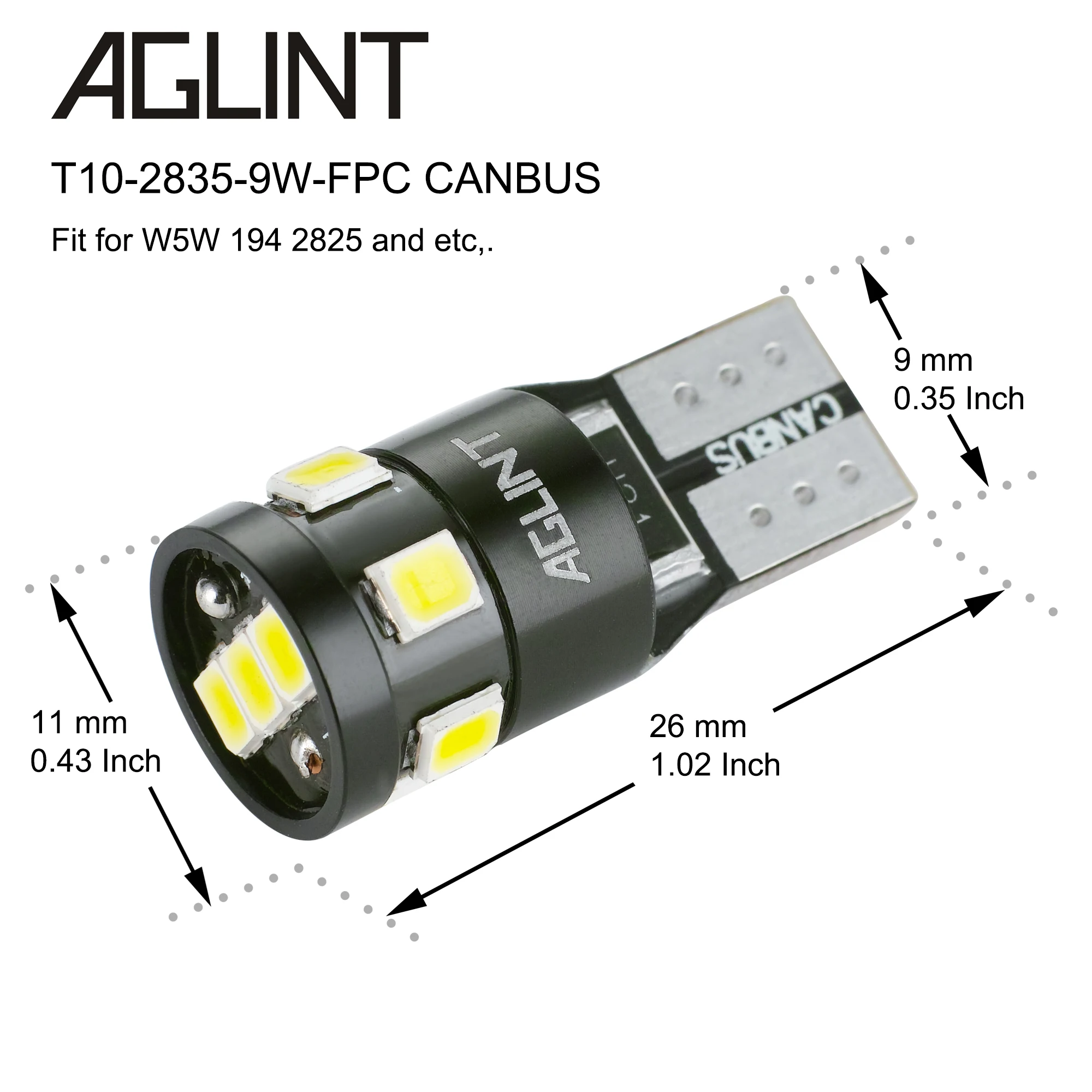 AGLINT 10 шт. W5W светодиодный CANBUS автомобильные лампочки T10 W5W 194 168 5W5 501 светодиодный авто светильник для Форд Фиеста Фокус 2 3 Mondeo mk2 mk3 mk4