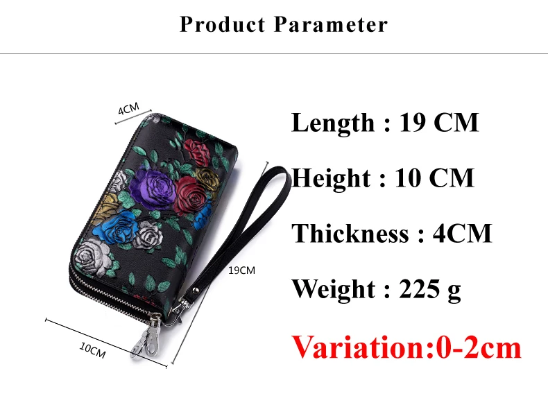 Lomelobo Hand Painted Lady Wallet Long Split Leather Flowers Women Cute Purse Girls Business RFID Card Holder portomonee HPL8349 Details (02)