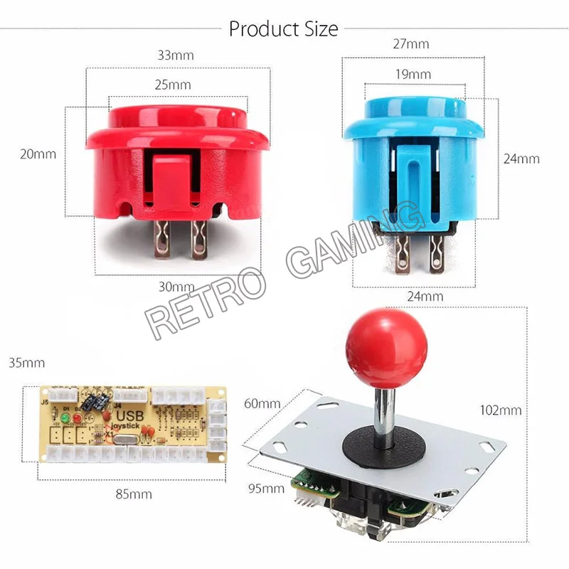 Ручка для самоделки набор аркадных комплектов 24 мм/30 мм кнопки 5 Pin джойстик запасные части USB кабель кодировщик доска на джойстик для ПК и