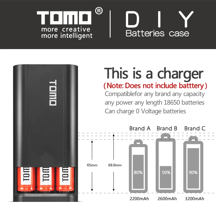 TOMO M3 Smart power Bank 18650, литий-ионный аккумулятор, зарядное устройство, портативный, сделай сам, внешний аккумулятор, коробка для хранения, чехол, двойной выход, для аккумулятора 18650