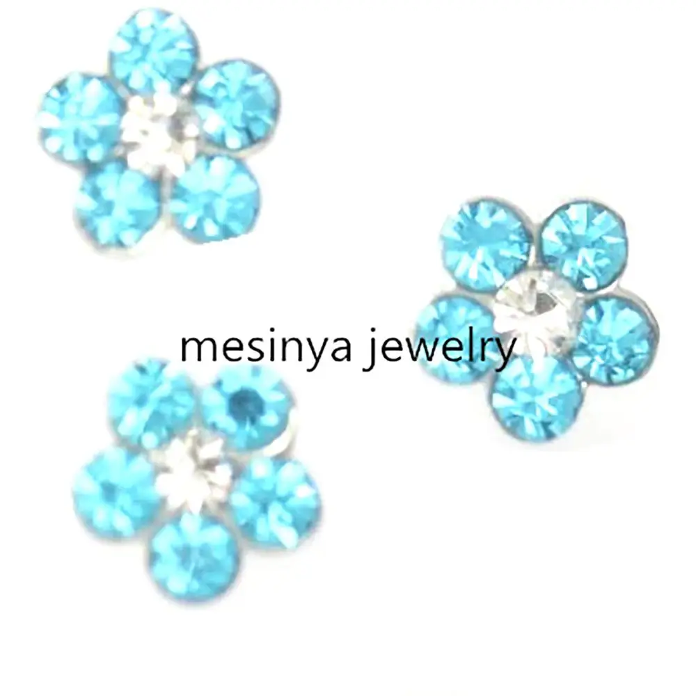 

10pcs December Blue Zircon Birthday Flower Custom Floating Charms For Glass Locket