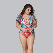 Женские купальные костюмы большого размера, купальные костюмы большого размера, новинка, сексуальное купальное платье с принтом размера плюс, Цельный купальник 3XL/4XL/5XL