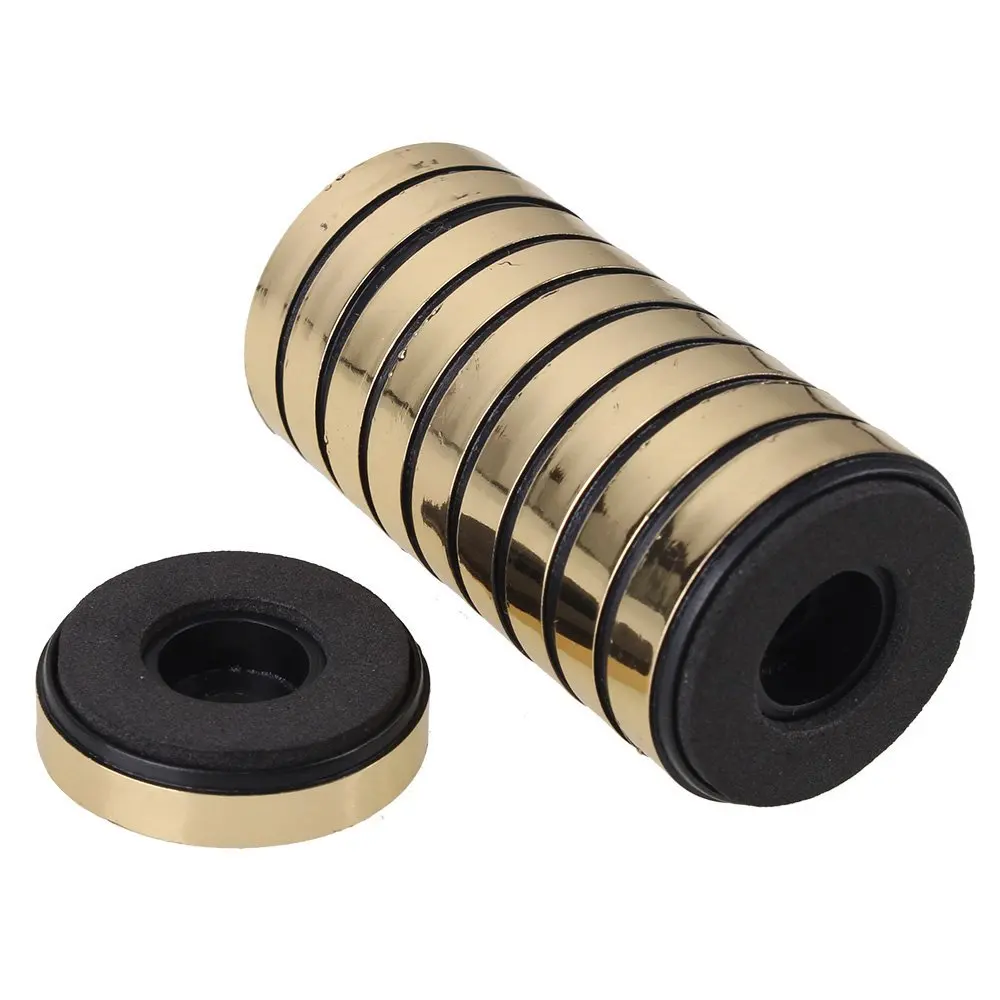 

40mm x 10mm Round Isolation CD Player Audio Speaker Anti Vibration Feet Pad Stand Gold Pack of 10