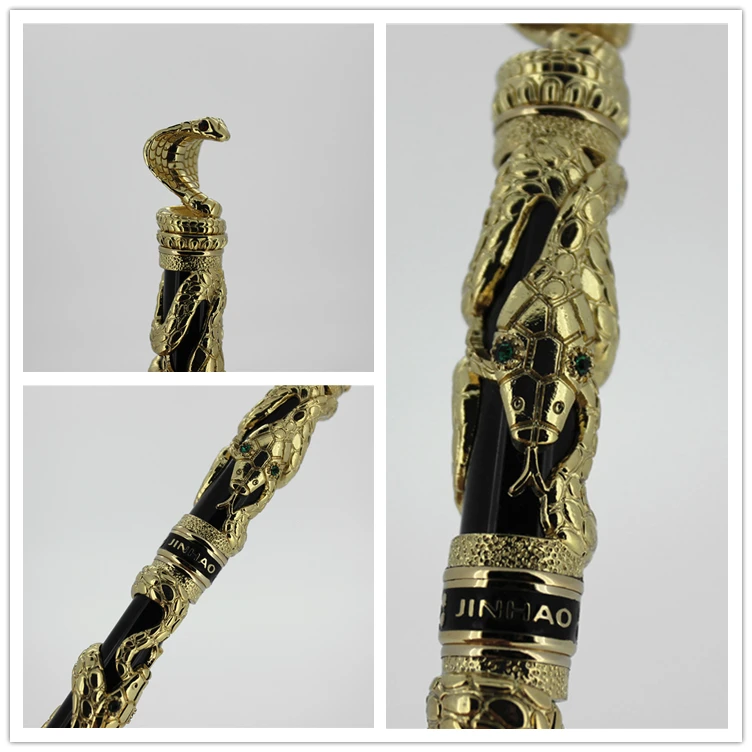 JINHAO высококлассный красивый Змеиный Ролик Шариковая ручка перо 18KGP M перо
