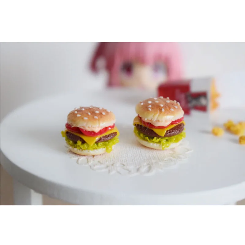 2 шт. миниатюрные глиняные гамбургеры для кукольного домика|food play|play kitchenminiature food |