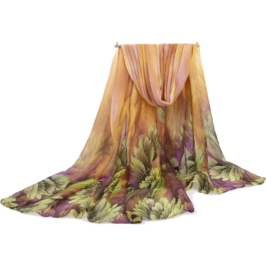 Новые Зимние коралловые шарфы с цветочным принтом женские теплые в Балийском Стиле шифоновый хлопок шаль и обертывания Леди модный длинный шарф