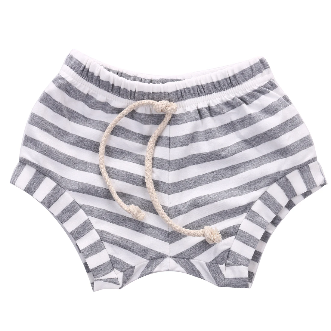 Cute baby lantern pants casual toddler boy girl shorts simple striped Jogging hot pants - Цвет: Серый