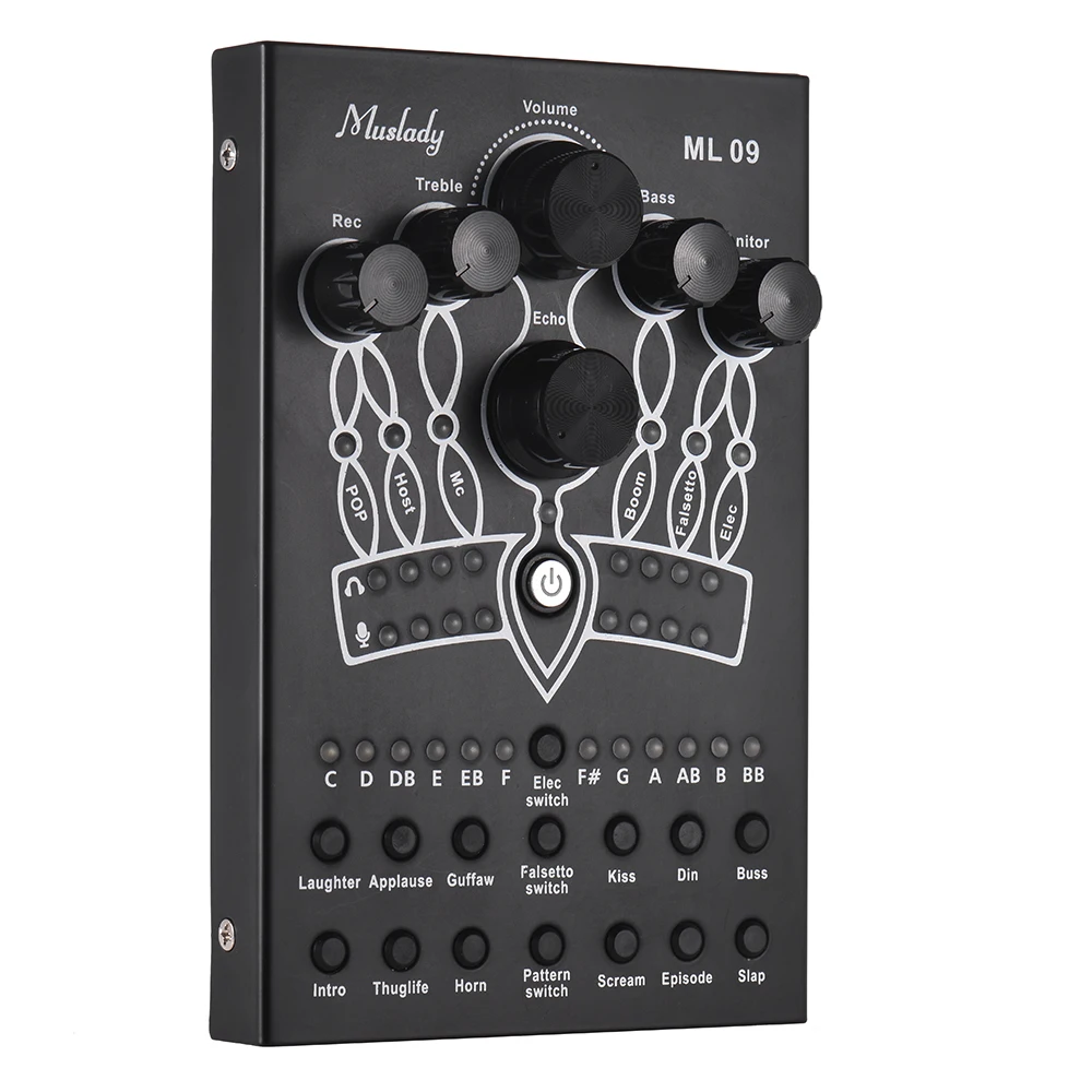

Muslady ML09 Portable External Sound Card 7 Modes 12 Sound Effects for Smartphone Computer Online Singing Recording Live
