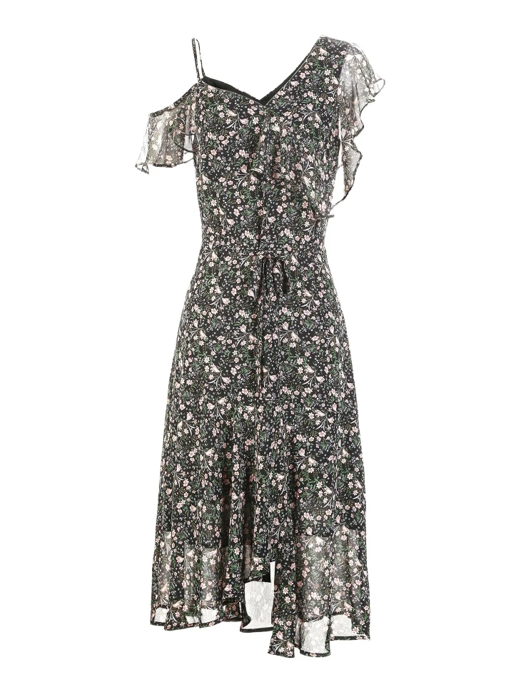 Только летнее шифоновое платье с оборками и цветочным рисунком | 118307567