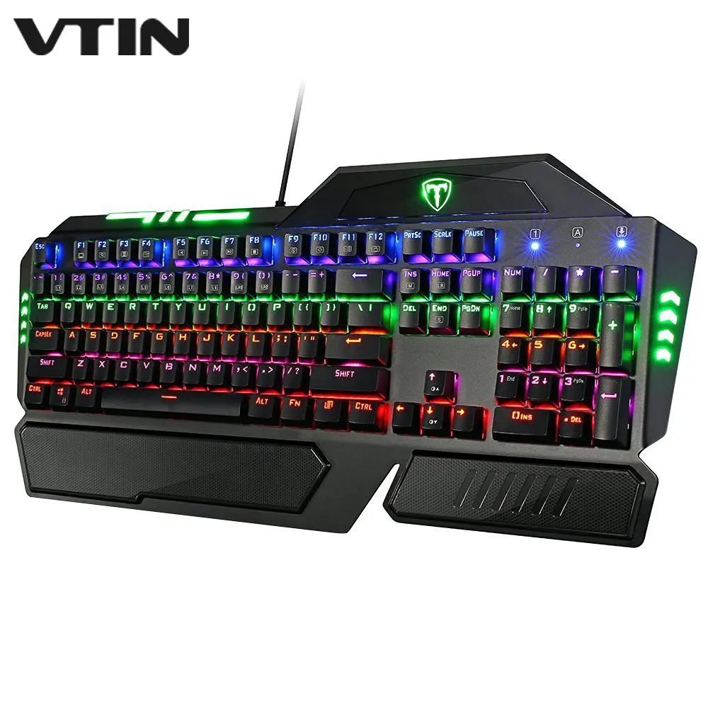 

VTIN 9 Backlit 104 keys Wired Key Board Blue Swiches Anti-ghosting Gaming Mechanical Keyboard For Windows Mac OS X With KeyCap