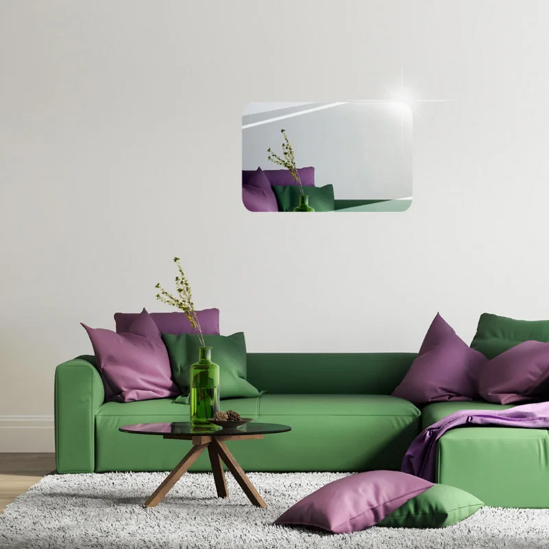 

Wall Sticker 3D Mirror Effect Removable Rectangle Oval Background Decoration for Home Dropshipping FAS