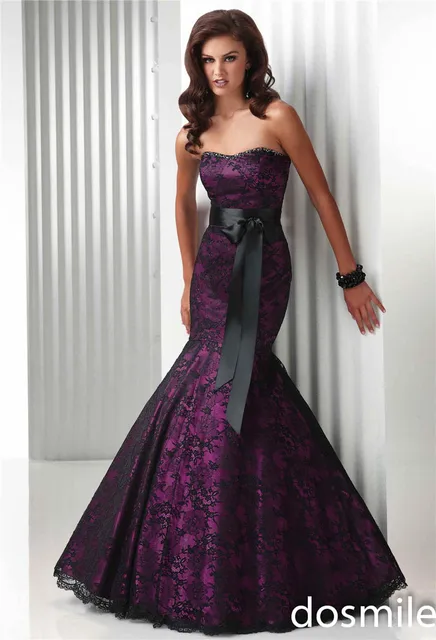 Dark Purple Mermaid Prom Dresses