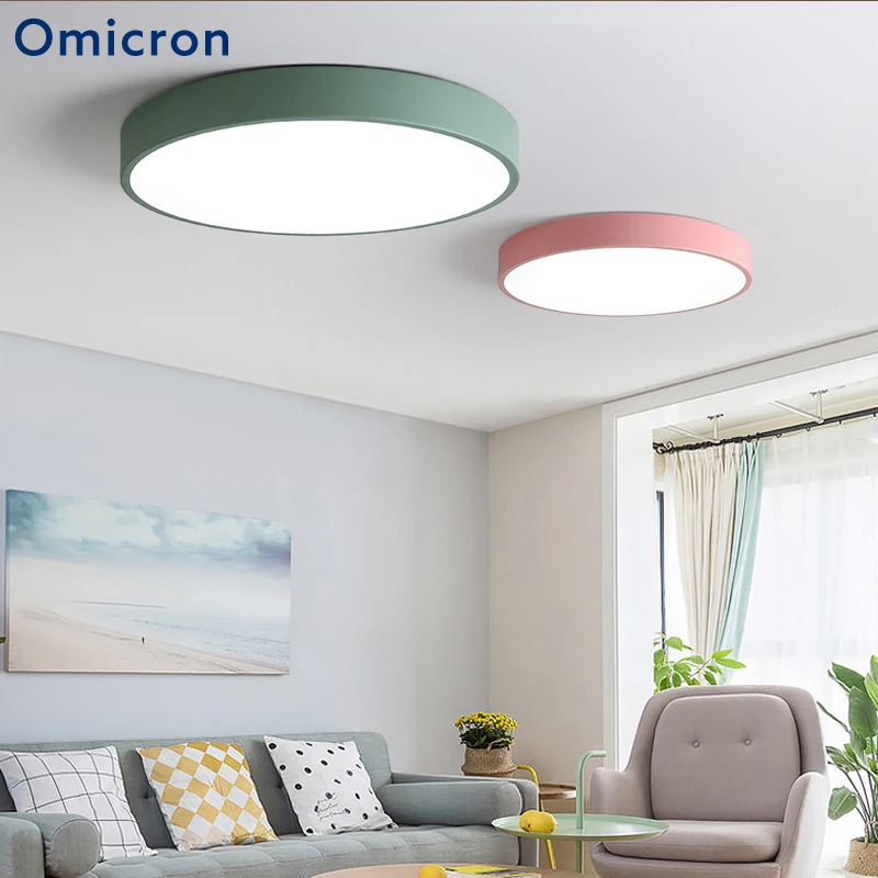 

Omicron Modern Simple Round LED Chandeliers Iron Pink Green Yellow Lamps For Living Room Bedroom Home Hotel Decor Lights