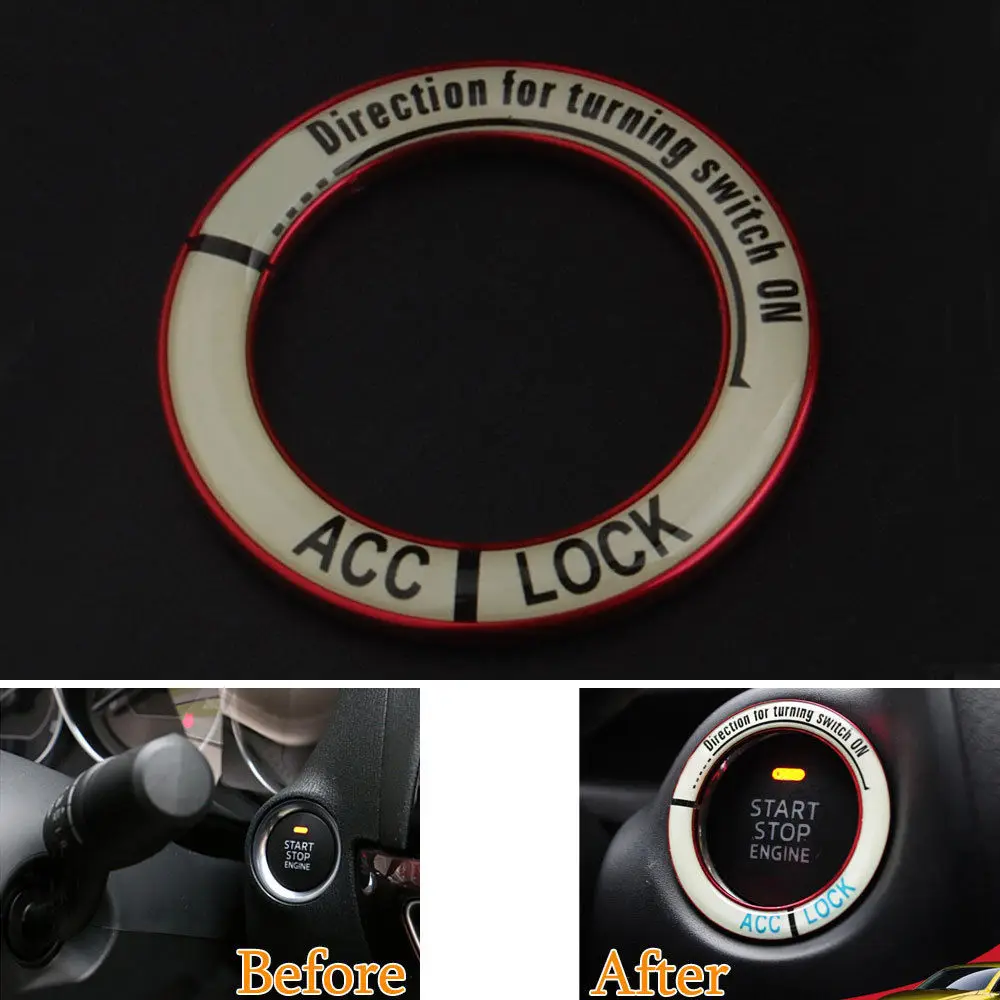 4 Color Luminous Car Ignition Switch Key Lock Hole Ring Cover Sticker