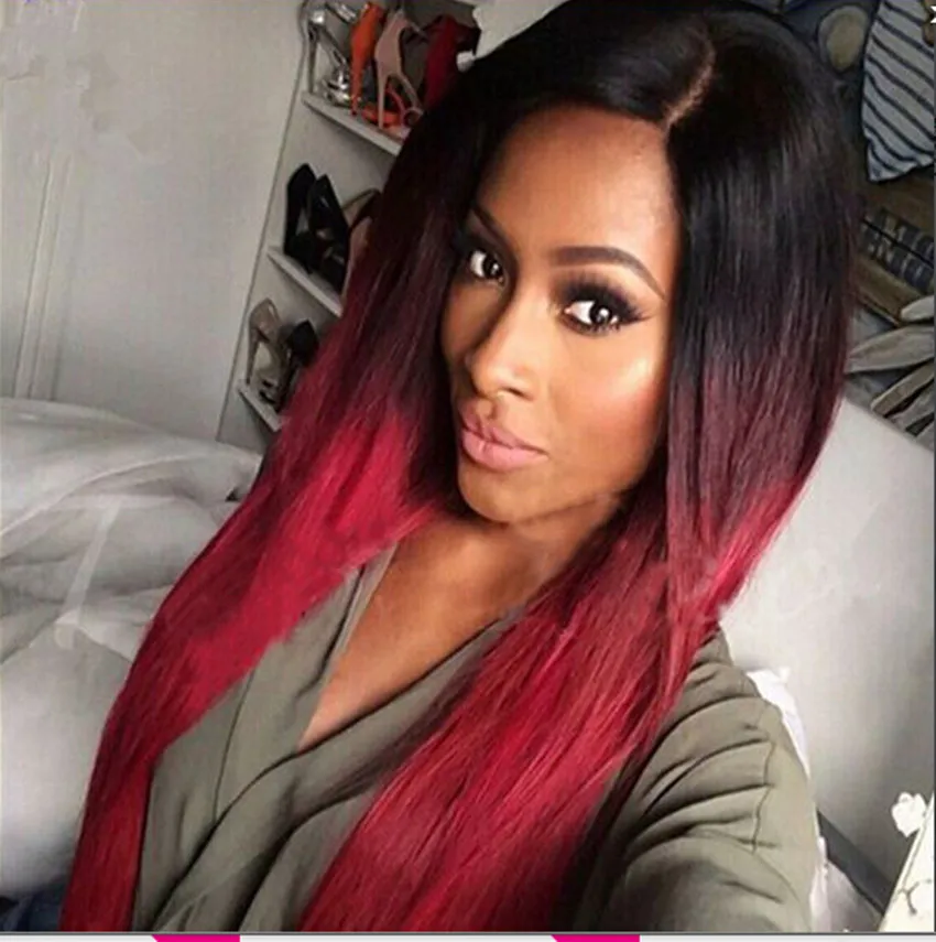 Cheap Burg/Grey Ombre Synthetic Wigs For Black Women 28