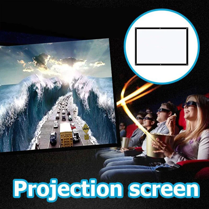 60 inch 169 Portable White Projector Screen High-definition Screen Projection Curtain Home Office Projection Screen (2)