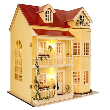 

FBIL-DIY Handcraft Miniature Project Kit Wooden Dolls House LED Lights Music Villa