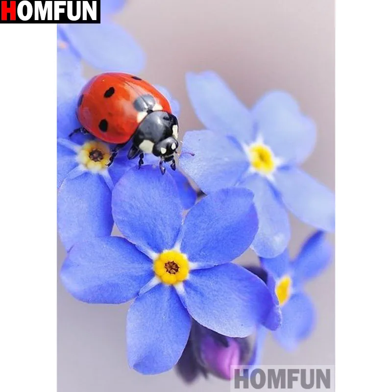 

HOMFUN Full Square/Round Drill 5D DIY Diamond Painting "Flower ladybug" Embroidery Cross Stitch 5D Home Decor Gift A14546