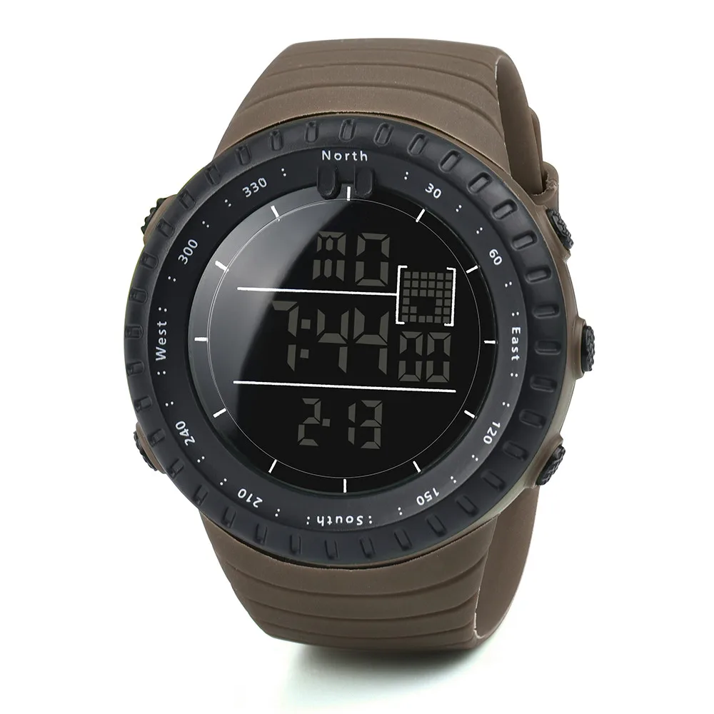 Брендовые спортивные часы мужские цифровые водонепроницаемые часы Будильник светодиодные часы высокое количество наручные часы с большим циферблатом часы мужские - Цвет: Coffee