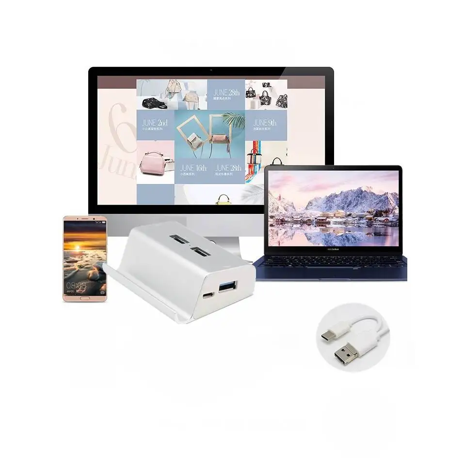 3 в 1 usb type-C Micro USB OTG 4 порта Высокоскоростной концентратор с подставкой для телефона для планшета ноутбука ПК