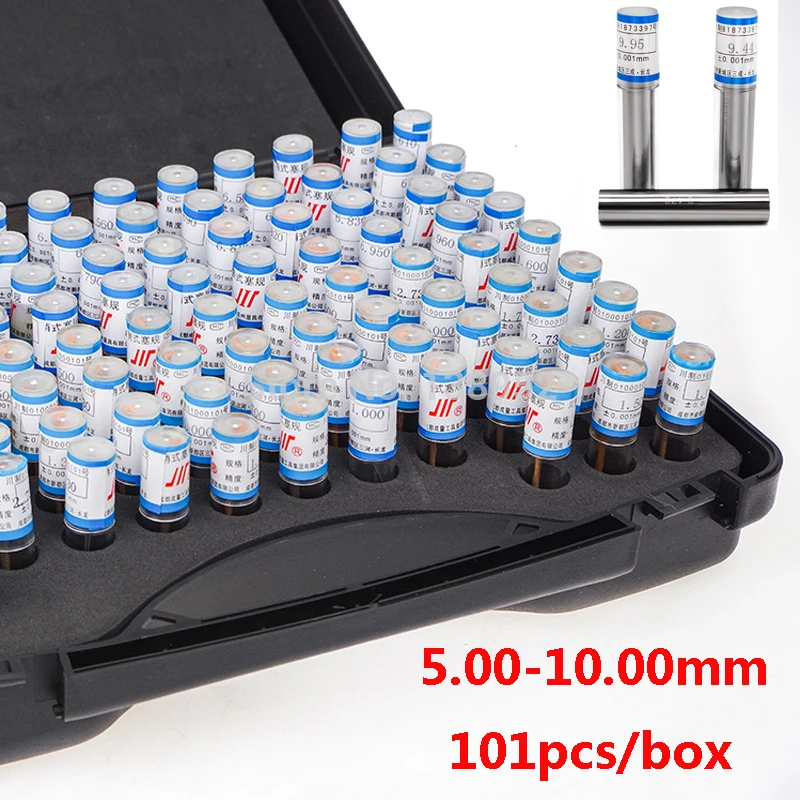 

101pcs/box 5.00-10.00 step 0.05mm Steel Pin Gauge Pin measure gauge Smooth Plug Gauge Pin Measuring Tool