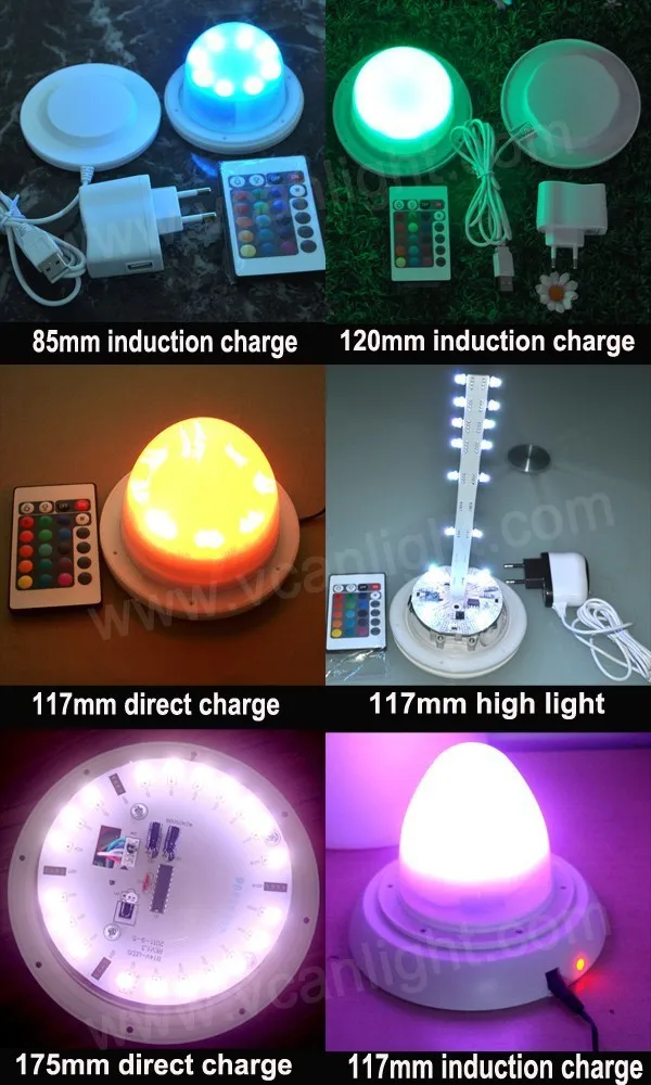 Изменение цвета водонепроницаемый батарея питание led освещение Индукционная база дистанционное управление