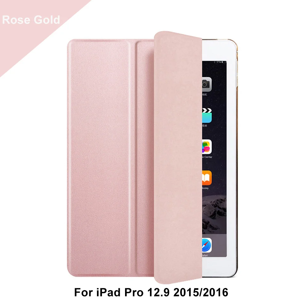 Ultra Slim Смарт чехол для Apple iPad Pro 12.9 12." искусственная кожа Планшеты складной Фолио чехол автовключение/сна - Цвет: rose gold