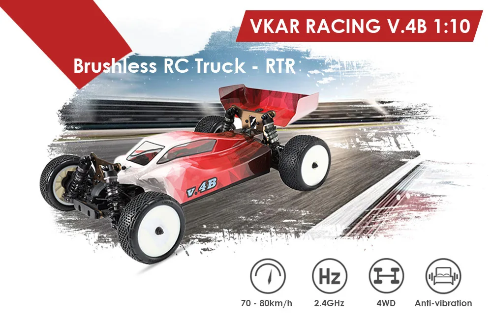 Новый VKAR RACING V.4B 1:10 80 км/ч 2,4 ГГц 2CH 4WD бесщеточный высокая Скорость Электроника дистанционного Управление Monster Truck, rc гоночных автомобилей RTR