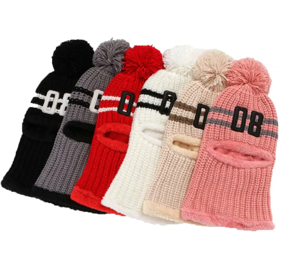 Pom Beanie зима Шапки для Для женщин вязаные шарфы с капюшоном грелки шеи Дамы количество дизайн Кепки и шарф женщина аксессуары