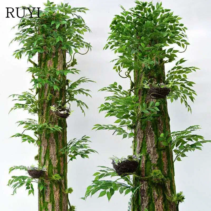 Us 22 98 40 Off Simulation Bark Landscaping Decoration Decal Artificial Plants Fake Plants Flower For Living Room Pipeline Column Wall Surface In