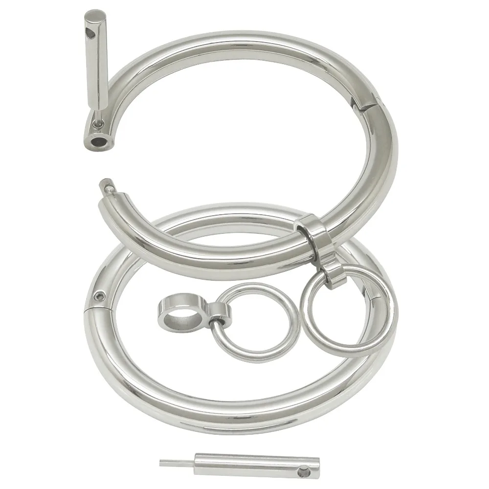 Stainless Steel Bracelet Bangle Bracelet Lockable Wrist Ankle Cuffs with Removable O ring Restraints Set