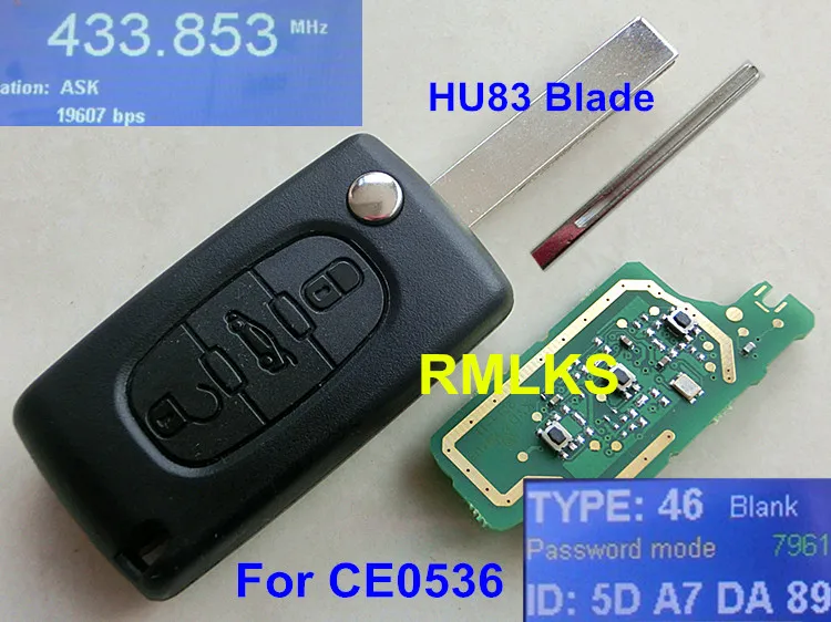 Пульт дистанционного управления CE0536 HU83 VA2 Blade ASK 433 МГц ID46 7961 для Peugeot Citroen 207 307 407