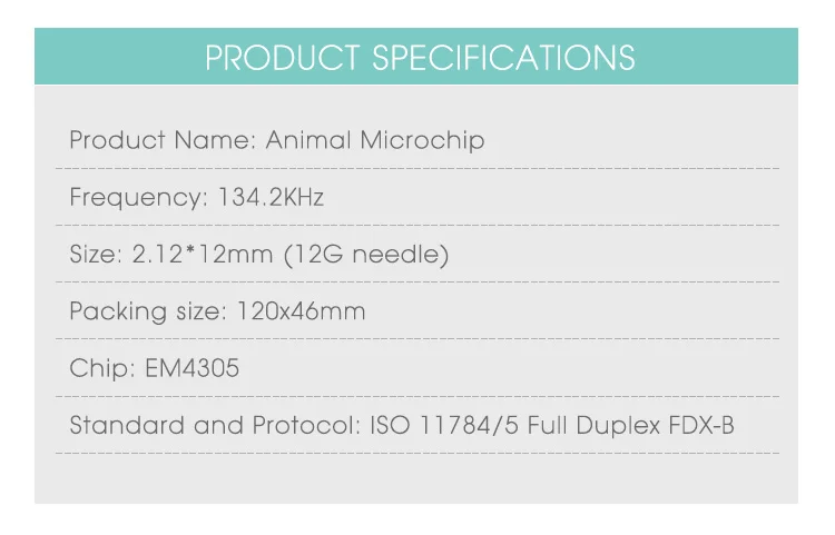 100 шт. ISO IP67 Одноразовые Животное шприц микрочип RFID 2*12 мм бирки для животных