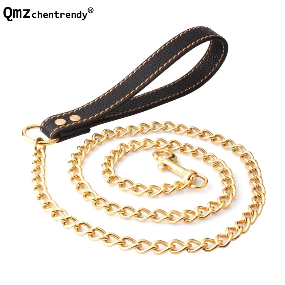 8mm Diameter Pet Gold Chrome Metal Dog Leash For Greater Control Safety