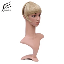 Jeedou синтетическая оплетка головная повязка тупой взрыв наращивание волос черный серый цвет сторона симметрия бахрома челка натуральные шиньоны